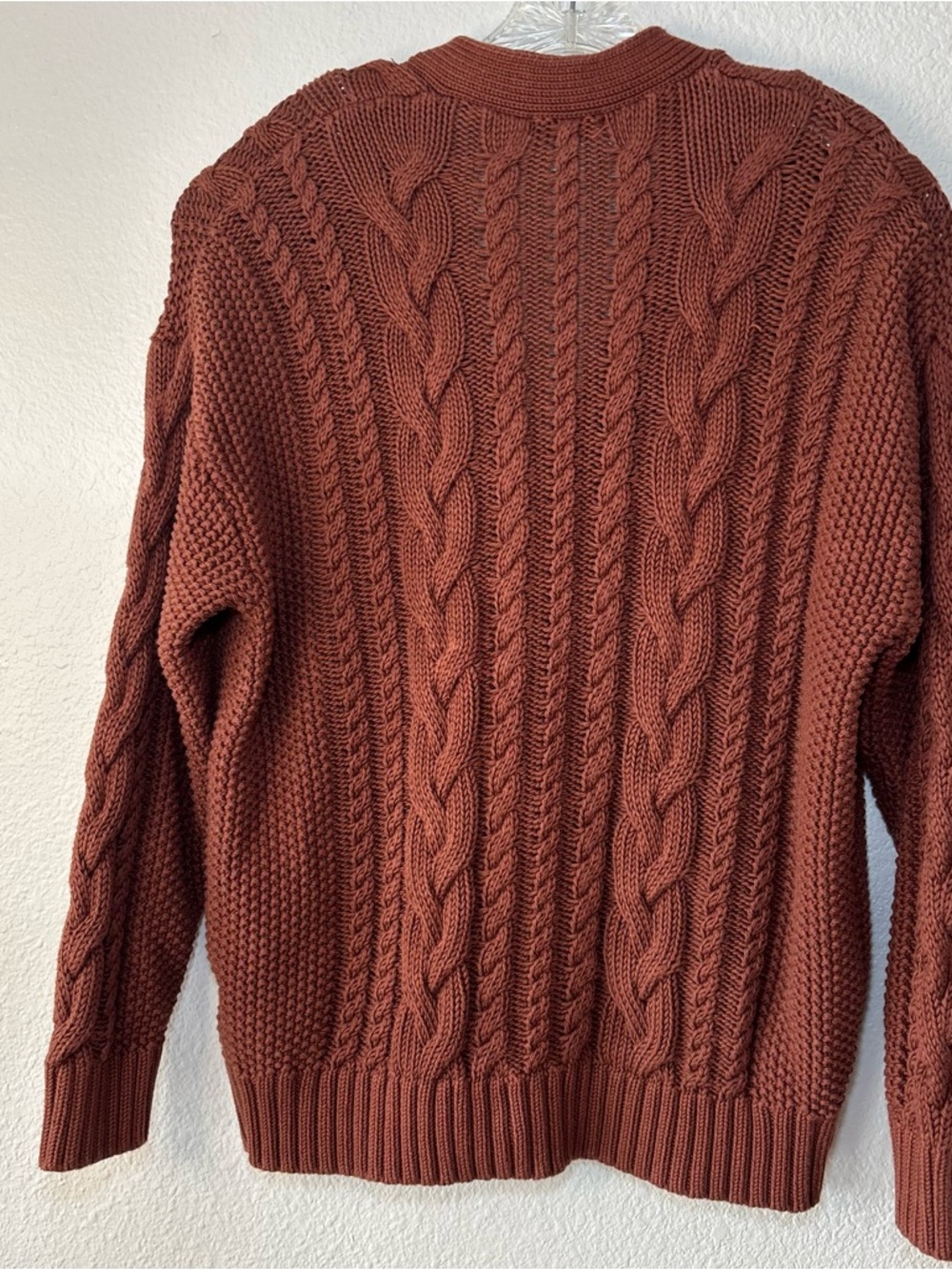Quince Women's 100% Organic Cotton Oversized Cable Cardigan Small Redwood Brown - Picture 2 of 10